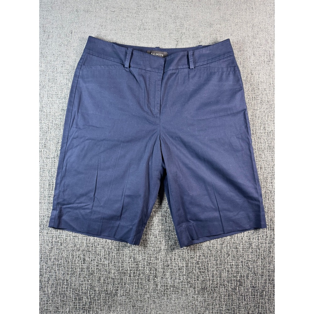 Talbots Womens Navy Blue Chino‎ Shorts Size 6 Mid Rise Cotton Blend Shorts